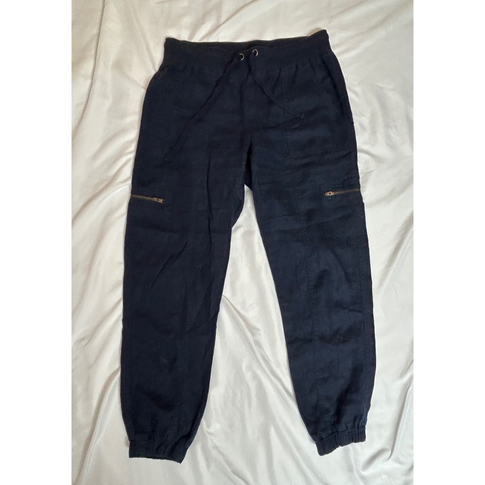 Athleta Navy Blue Cabo Linen Blend Cargo Jogger Pants 67611 Womens 6